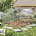 Large Metal Chicken Coop, Walk-in Chicken Run Pen with Waterproof Cover, Dome Roof Poultry Cage for Outdoor, Backyard, Farm (8.96'Wx12.99'Lx6.4'H)