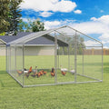 Large Metal Chicken Coop, Walk-in Chicken Run Pen with Waterproof Cover, Spire Roof Hen House Poultry Cage for Outdoor, Backyard, Farm(8.9x18.9 FT)