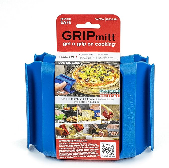Silicone BBQ & Kitchen Mitt 2-Pack Set (Small/Medium, Blue)