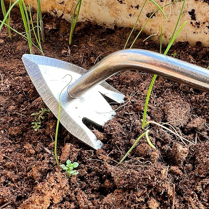 Manual Weed Remover Tool, Deweeder Hand Tool for Lawn and Garden, Upgrade 2026 Pulling Uprooting Weeding 3 Tooth Puller, Stainless Steel Weeder for Gardening Backyard Farm Plant, Durable Wooden Handle
