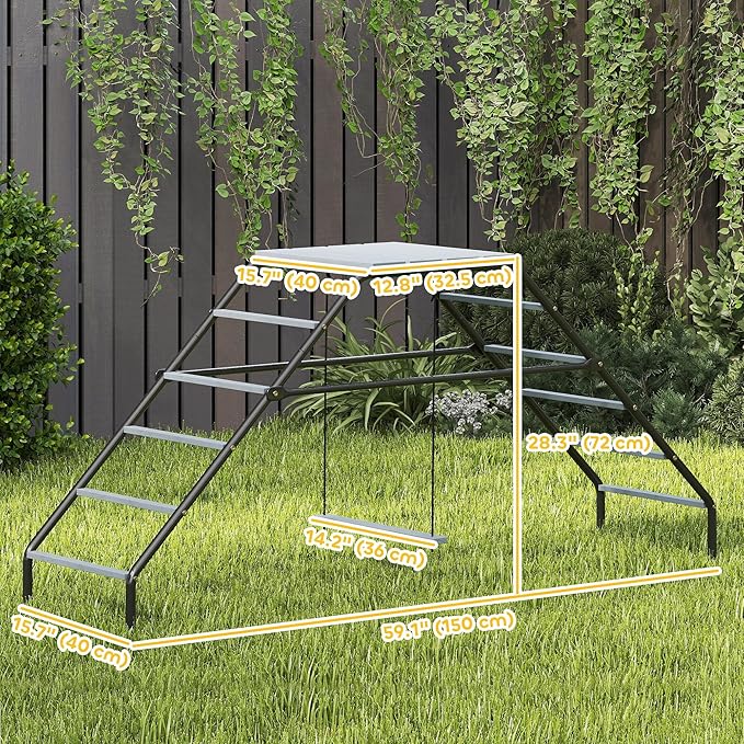 PawHut Steel Chicken Coop Perches with Adjustable Swing, 10 Roosting Bars, Activity Play Set, Chicken Coop Accessory Toys for Backyard, Farm