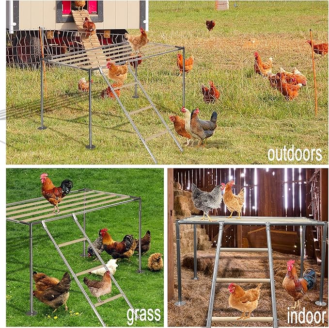 Chicken Roosting Ladder, Chicken Perch Coop, Large Metal Coop Accessories, Strong and Durable, Easy to Installation&Clean, Backyard Playground, 43.3' L X 19.3' W X 39.4'