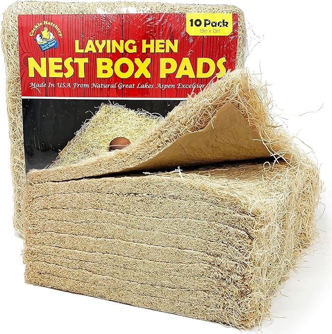 Cackle Hatchery Laying Hen Nest Box Pads Made in USA from Sustainable Aspen Exceslior - 13x13 Nesting Box Liners (10 Pack)