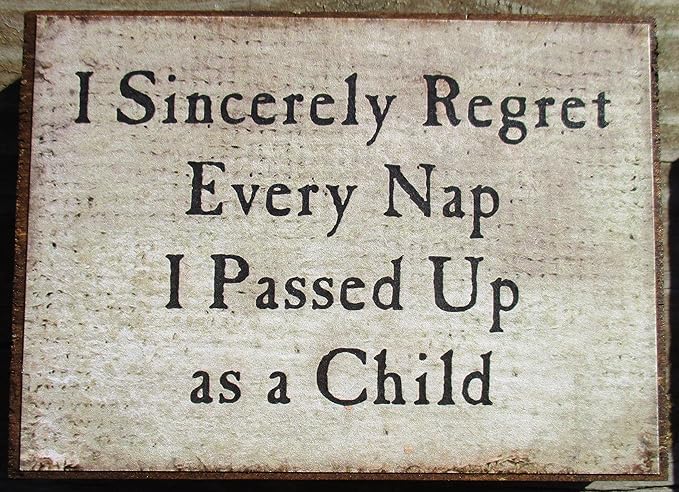 Farmisms 4x3 Inspirational Wooden Rustic Country Signs for Country Farm Living -I Sincerely Regret Every Nap I Passed Up As A Child