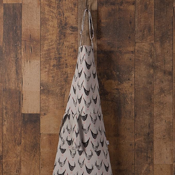 Now Designs Chicken Scratch Cotton Chef's Kitchen Apron, Chicken Print 28 x 32 inches