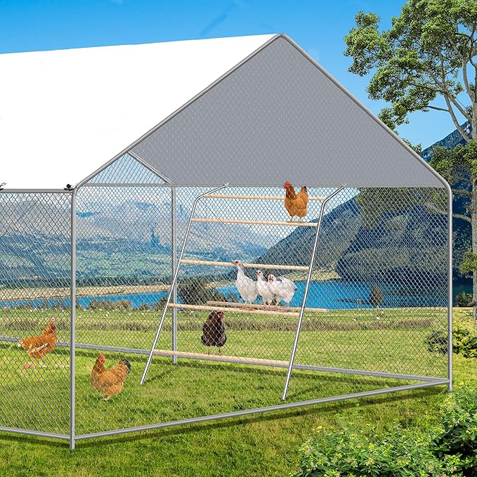 Large Chicken Roosting Bars with Swing (74.4"), Sturdy Metal Chicken Perch for Coop, Heavy Duty Jungle Gym Ladder for Hens, Entertainment Accessories & Toys for Backyard Poultry, Easy to Clean