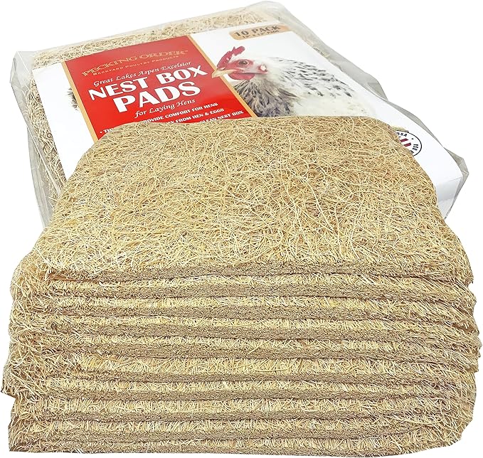 Pecking Order Nest Box Pads for Chicken Nesting Boxes - 13 x 13 Pads Made in USA from Sustainably Sourced Aspen Excelsior,(Pack of 30)