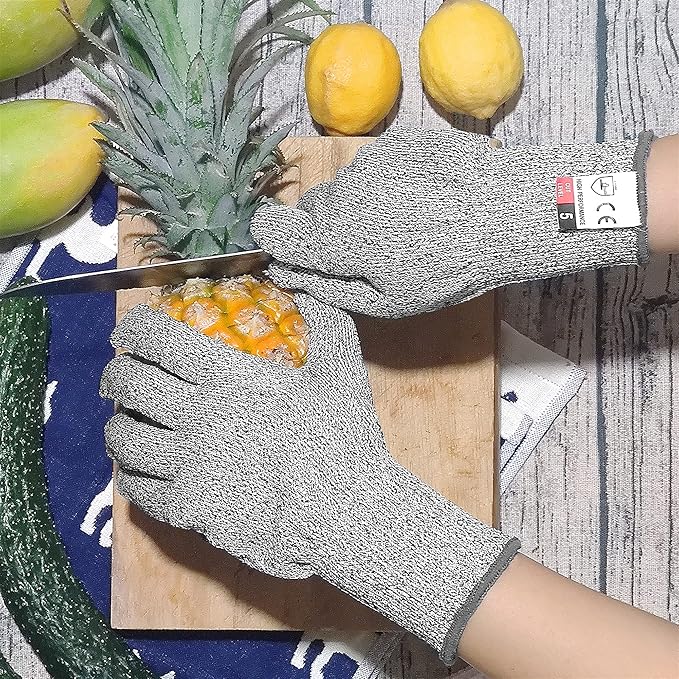 DEYAN Cut Resistant Gloves, Level 5 Protection Safety Cutting Glove, Kitchen Cuts Gloves for Chef Oyster Shucking, Mandolin Slicing, Meat Cutting and Wood Carving(M-2 Pairs)