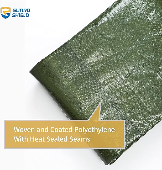 GUARD SHIELD Green Tarp Waterproof 12x16 Feet Medium Duty All Purpose Poly Tarps Cover 7mil (2-Pack)