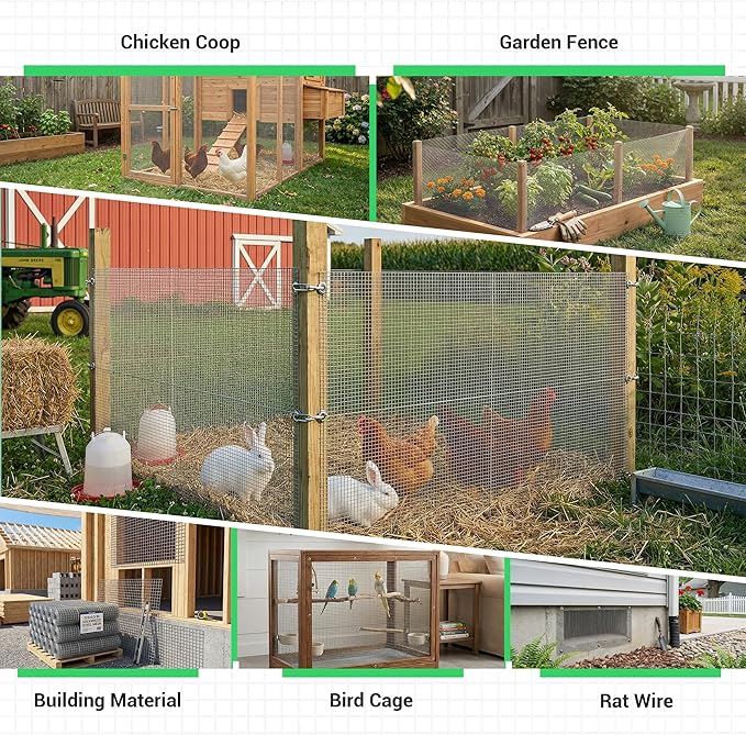 Land Guard Hardware Cloth 1/2 Inch 48inx100.1ft 19 Gauge Square Chicken Wire Fence Mesh Roll Raised Garden Bed Plant Supports Poultry Netting Cage Snake Fence…