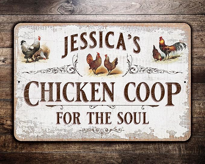 Custom Chicken Coop Sign, Vintage Design, Personalized (12 x 18)
