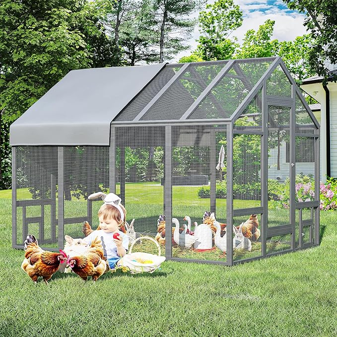 Chicken Coop Chicken Run,Wooden Large Chicken Coop, Chicken Runs for Yard with Cover, Outdoor Duck Coop, Duck Houses for Outside Farm Backyard