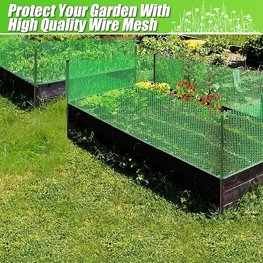 Garden Fence Green Plastic Mesh- 16in x 40ft Plastic Chicken Wire Plastic Netting for Floral Arrangements, Poultry, Animal Barrier, Gardening,Rabbit Fence