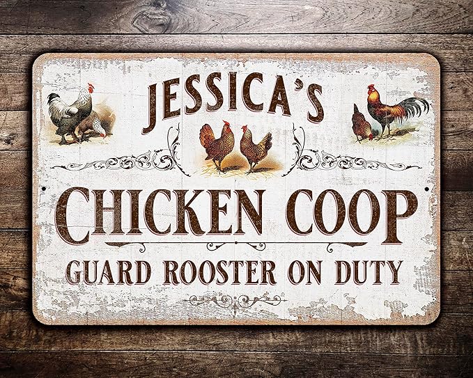 Custom Chicken Coop Sign, Vintage Design, Personalized (16 x 24)