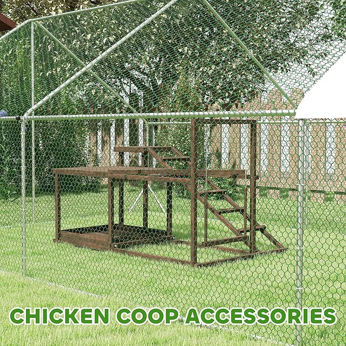 PawHut Wooden Chicken Coop Perches with Swing, Roosting Bars, Activity Play Set, Chicken Coop Accessory Toys for Coop, Coffee