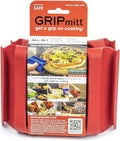 Silicone BBQ & Kitchen Mitt 2-Pack Set (Small/Medium, Red)