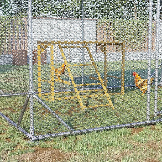 PawHut Chicken Activity Play with Swing Set for 3-4 Birds, Wooden Chicken Coop Accessory with Multiple Chicken Perches & Hen Ladder, Natural