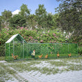 KEIKI Large Metal Chicken Coop, Metal Chicken Run with Waterproof Cover, Farm Poultry Run Hutch Hen House, Outdoor Walk-in Chicken Pen for Poultry Duck Rabbit, 16.33ft x 3.52ft x 4.97ft