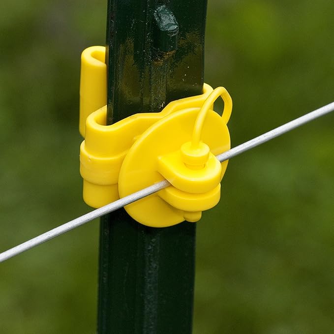 Zareba T-Post Pin-Lock Insulators for Electric Fences - Yellow, 25 Pack, ITPLY-Z - Includes 25 Insulators - Secure Hold, Easy to Release