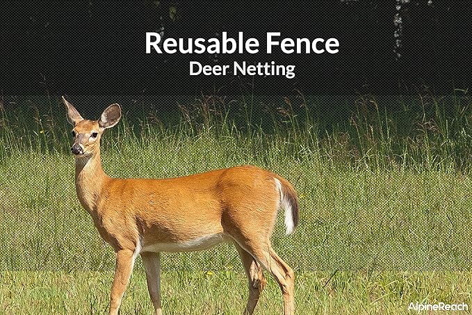 AlpineReach Garden Netting 7.5 x 100 ft Heavy Duty Bird Net, Deer, Plant Protection Extra Strong Woven Mesh, Reusable Kit with Zip Ties, Animal Fencing for Fruits Trees, Black