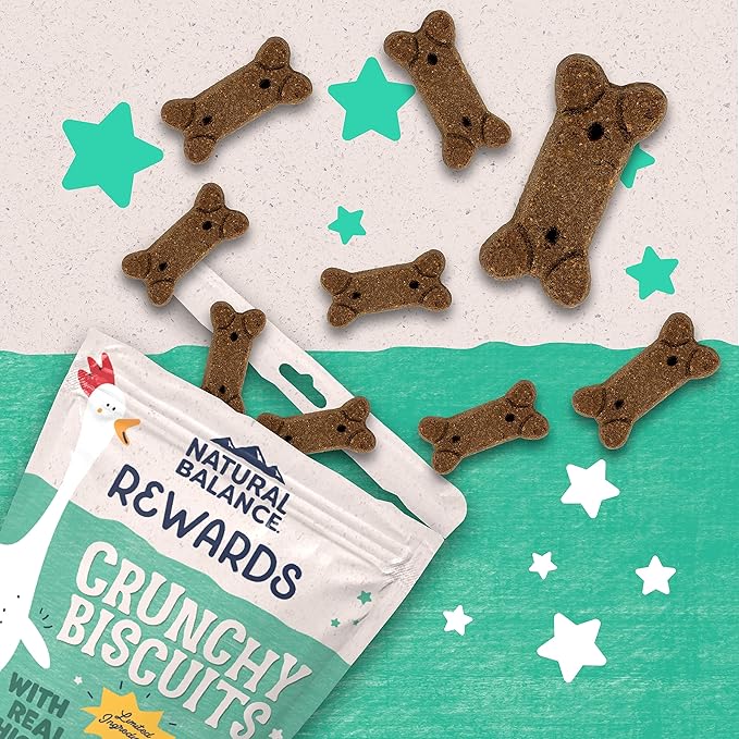 Natural Balance Limited Ingredient Rewards Crunchy Biscuits, Grain-Free Dog Treats for Adult Dogs of All Breeds, Chicken Recipe, 14 Ounce (Pack of 1)